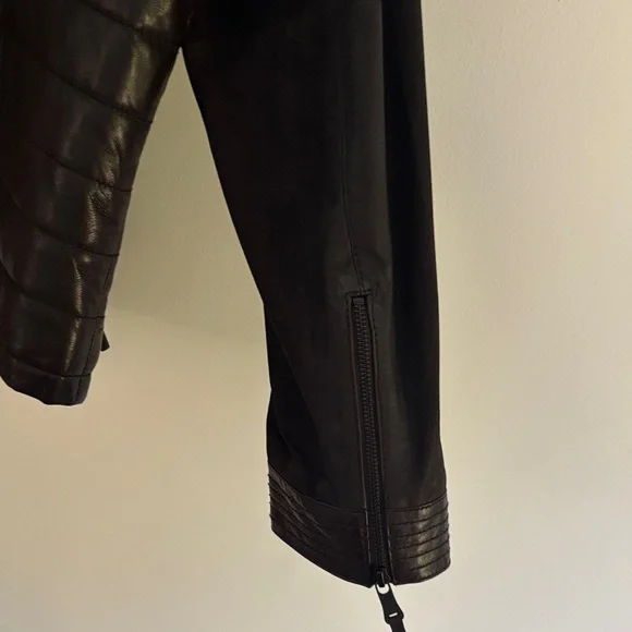 Men's Black Leather Bomber Jacket XL - Picture 10 of 16